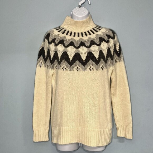 J.CREW Sweaters - J Crew  Cashmere Mock Neck Sweater Womens XSmall Fair Isle Old Money Luxury